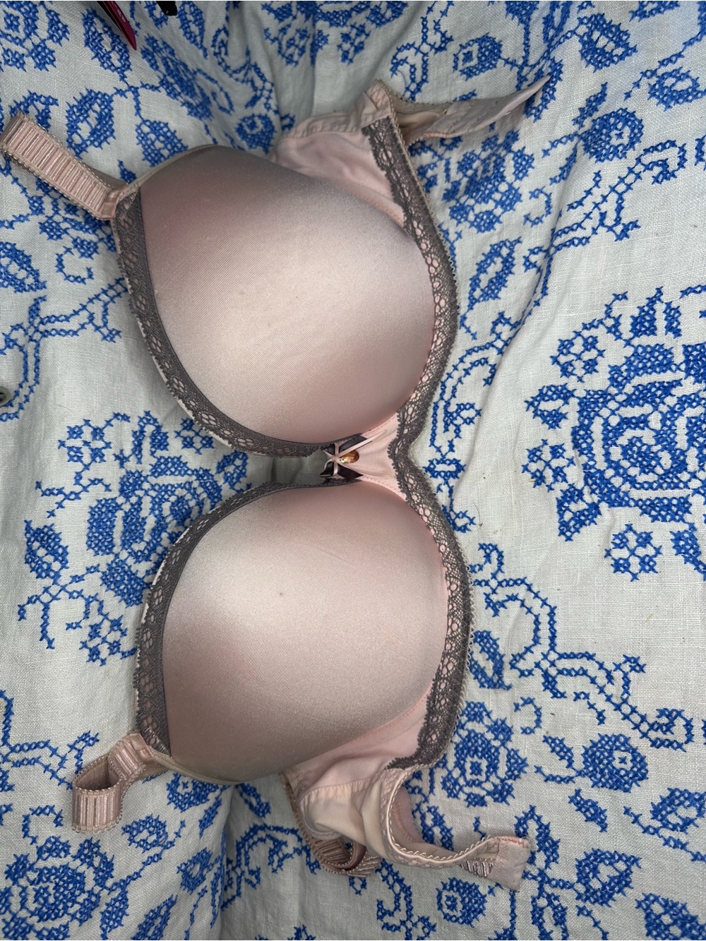 Women's Padded Lace-Trim Bra in Blush Pink